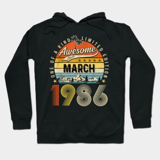 Awesome Since March 1986 Vintage 37th Birthday Hoodie